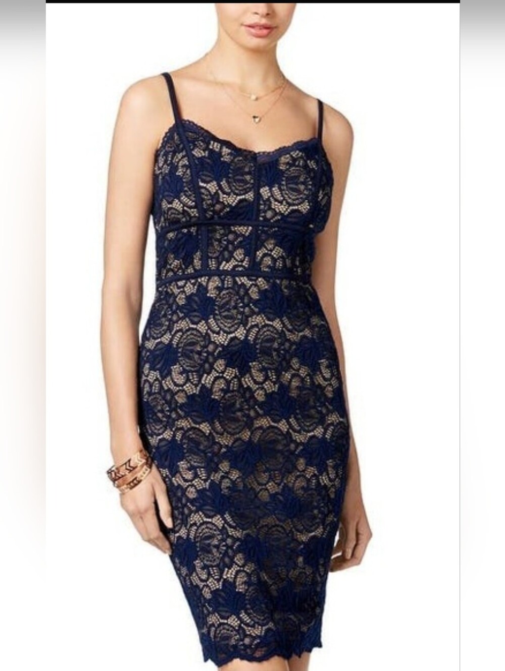 NWOT! Sheer Summer Resort Club Blue Lace Bodycon Mini Cocktail Dress 13/14 Large